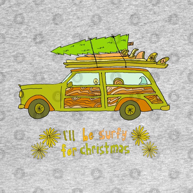 ill be surfy for christmas // retro surf art for surfy birdy by surfybirdy